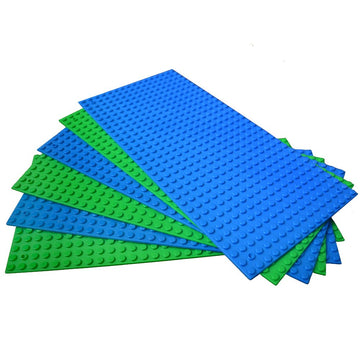 Dspitwod Base Plates 5 X10 Inch Variety Baseplates For Brick Block Building Compatible All Major Brands Blue And Green Baseboard With Pin-Hole (6-Pack)