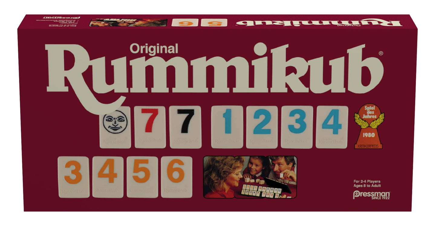 Pressman Original Retro Style Large Numbers Rummikub - Includes Tiles With Bright, Over-Sized, Inset Numbers For Easy Viewing, M