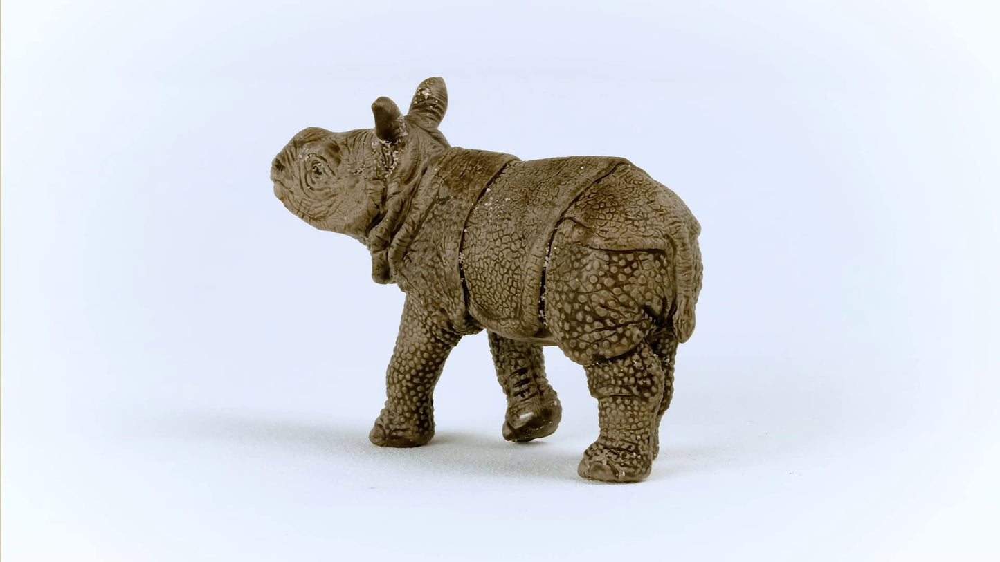 Schleich Wild Life Realistic Baby Indian Rhinoceros Figurine - Authentic And Highly Detailed Wild Animal Toy, Durable For Education And Fun Play For Kids, Perfect For Boys And Girls, Ages 3+