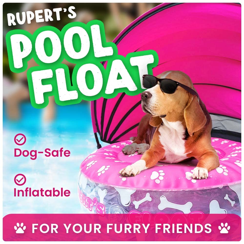 Ruperts Float Dog Pool Float | Inflatable Canopy Loungers for Pets | Water Rafts for XSmall to Small Dogs & Puppies | Puppy Pool