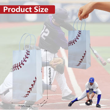 16 Pcs Baseball Gift Bags With Handles Baseball Party Favor Bags Baseball Party Candy Bags For Kids Sports Theme Birthday Party