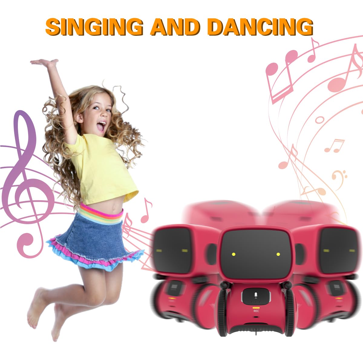 98K Robot Toys - Rechargeable Interactive Talking Robots with Voice & Touch Sensors, Red, Plastic, for Kids Age 3+