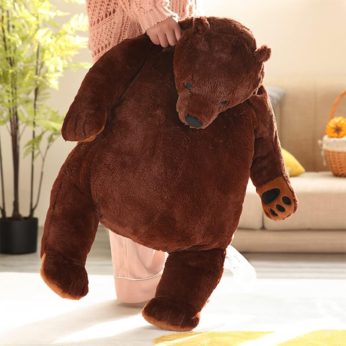 Yeqivo Giant Djungelskog Bear Plush Toy - Huge 31.5" Soft Brown Stuffed Animal for Kids & Girlfriend - PP Cotton Material
