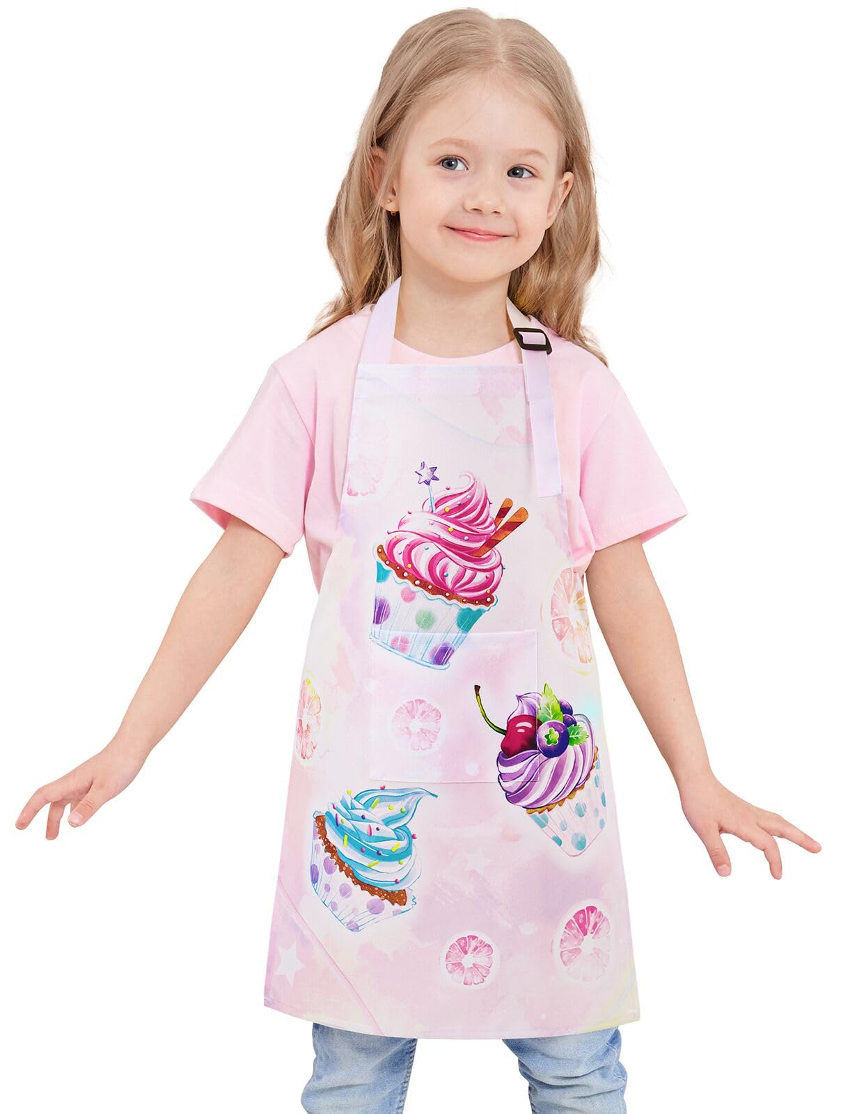Wernnsai Toddler Girls Aprons - Cupcake Kids Aprons For Girls Toddler Paint Art Smock Waterproof Cooking Baking Painting Gardening Artist Chef Apron For Kids Age 6-10 Years