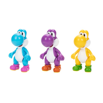 Nintendo Yoshi 3-Pack Action Figures, 4 Inch / 10Cm Authentic Super Mario Figures Includes Yellow Yoshi, Purple Yoshi And Light-