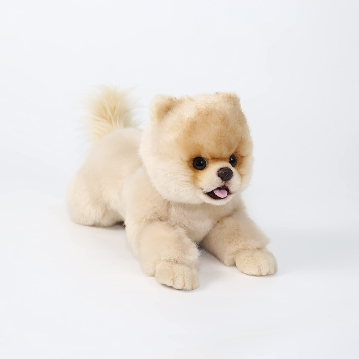 CU-MATE 16 Inch Pomeranian Stuffed Animal Toy Dog - Plush Realistic Gift for Kids, Model bomei-220415, Cute Lying Design