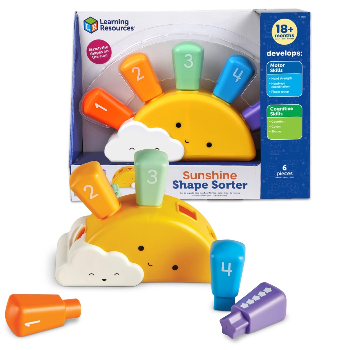 Learning Resources Sunshine Shape Sorter, Fine Motor Skills, Numbers Matching Skills Activities, Montessori Toddler Toys, Sensor