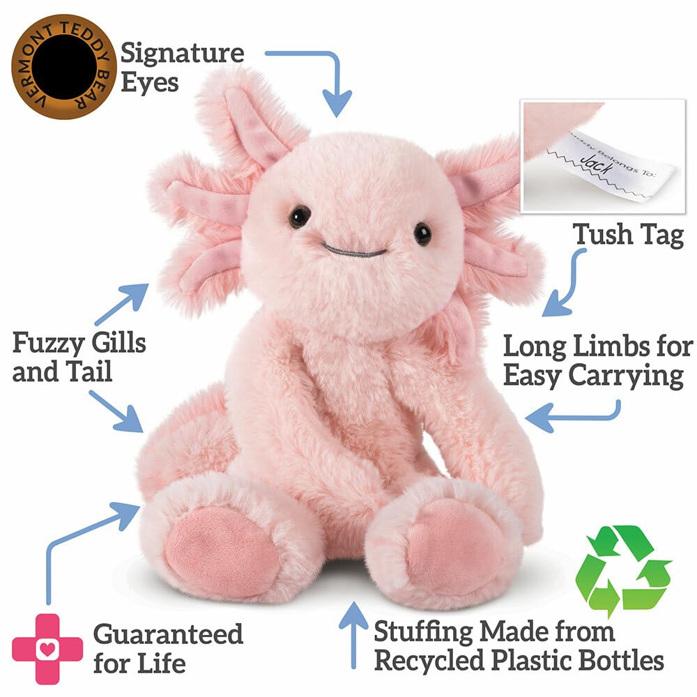 Vermont Teddy Bear Axolotl Plush - Axolotl Stuffed Animal, Pink, 15'