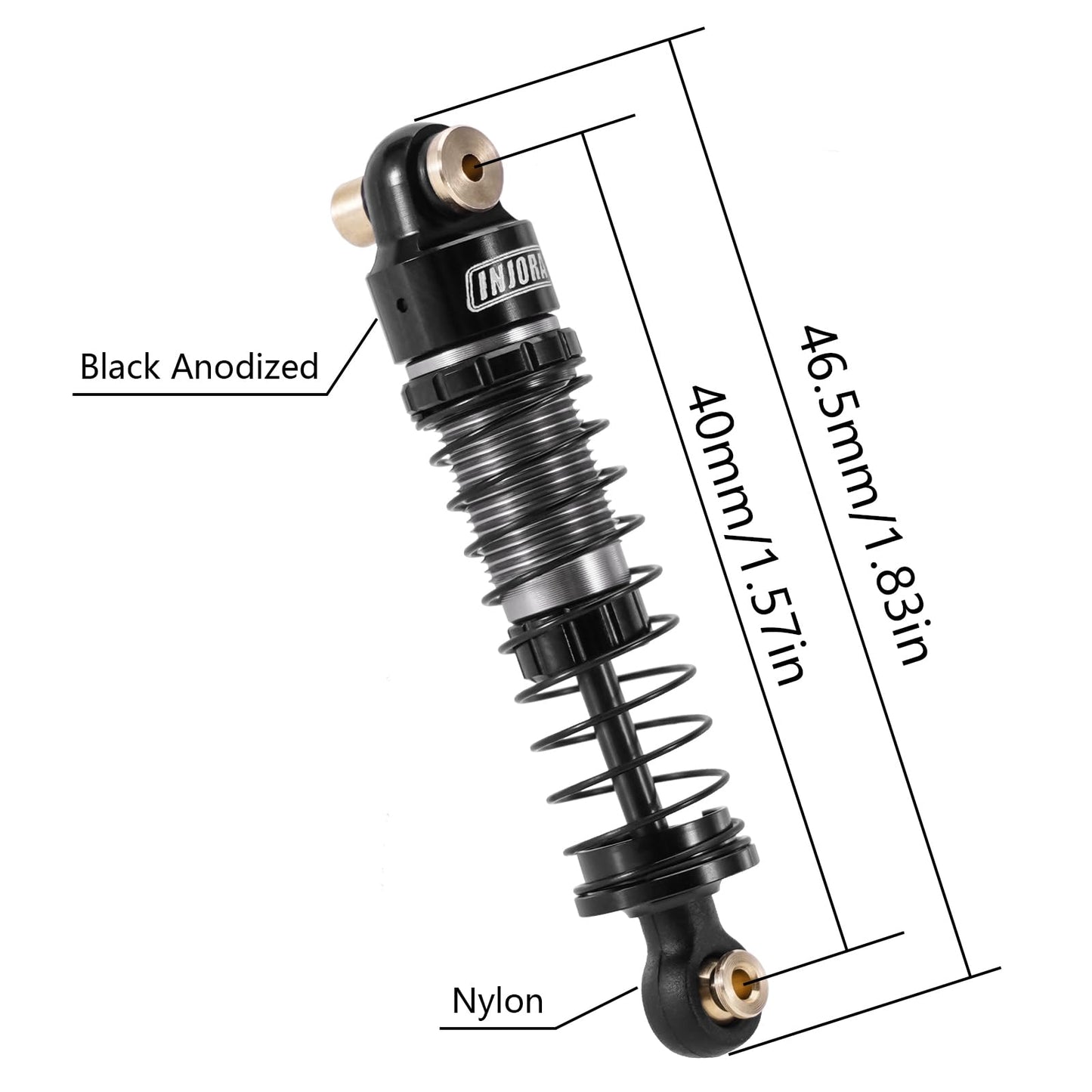 INJORA 40mm Big Bore Scaler Shock Absorber Oil Damper for 1/24 RC Crawler Axial SCX24 Upgrade, 3.2g/Each