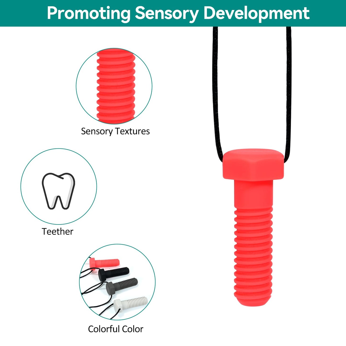Chew Necklaces For Sensory Kids, 4 Pack Chewy Necklace Sensory Boys And Girls With Autism, Adhd, Spd, Biting, Silicone Teething