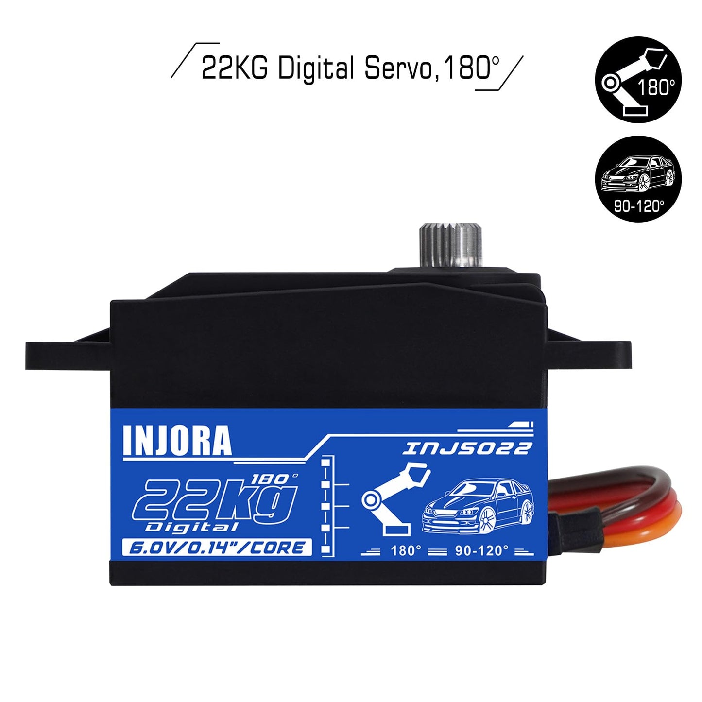 INJORA INJS022 22KG Low Profile Digital Servo and 25T Servo Arm for 1/10 RC Car Robot Model Upgrade