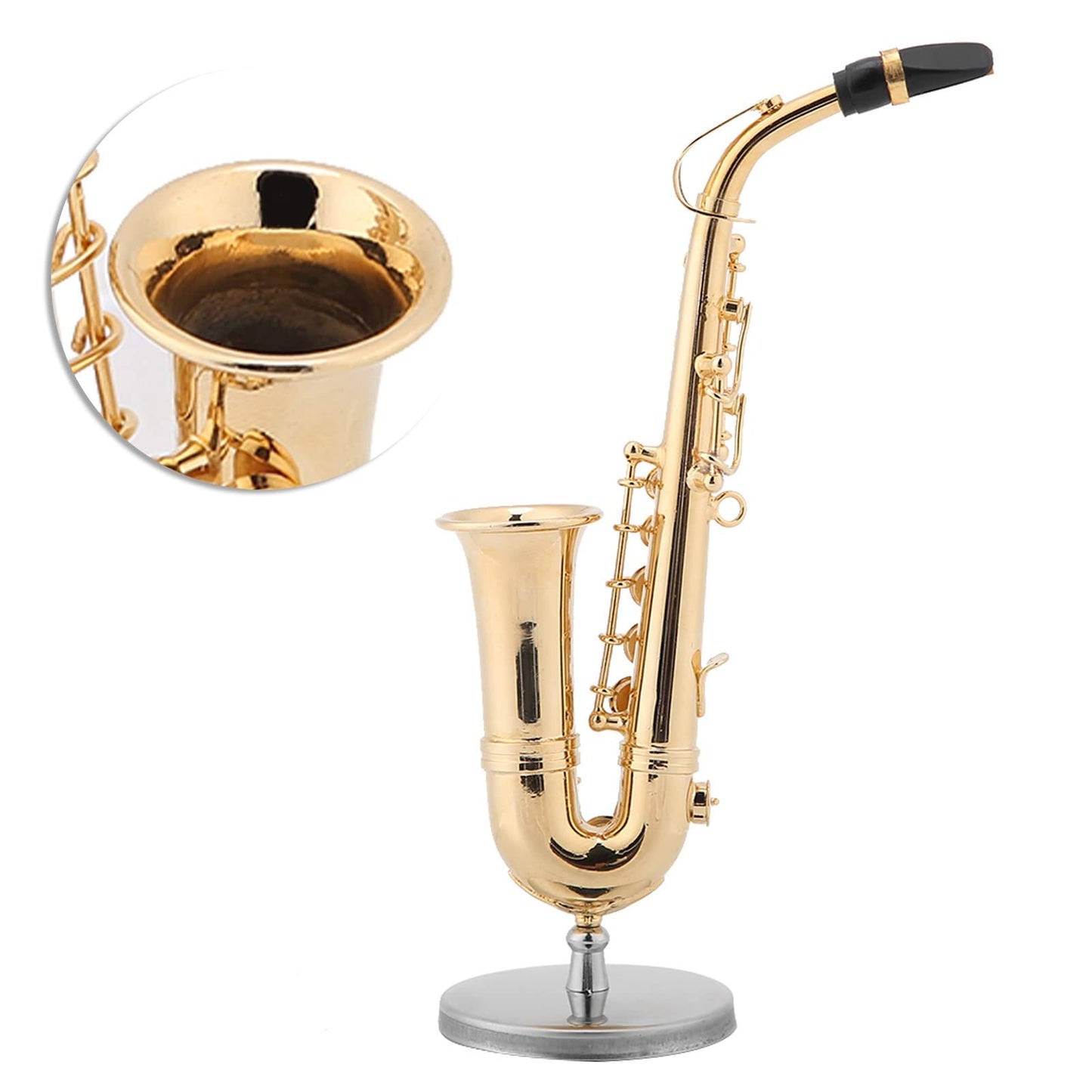 Tnfeeon Miniature Alto Saxophone, Mini Musical Instrument Saxophone with Stand and Case Simulate Instrument Miniature Dollhouse