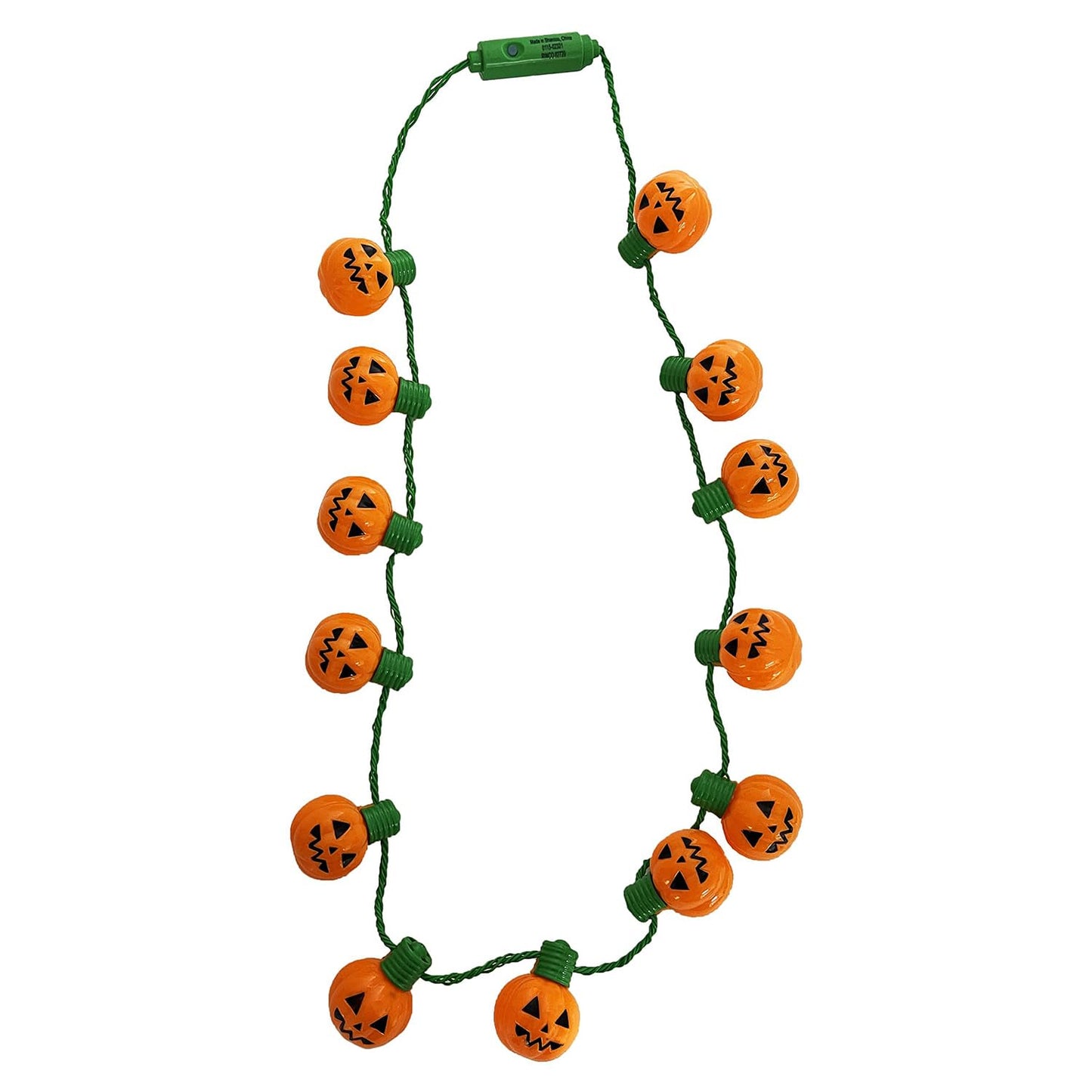 The Dreidel Company Halloween Necklace Light-Up Colorful Necklace, Costume Accessory, Spooky Party Favor, 25' Necklace (Spooky Pumpkin Necklace, 2-Pack)