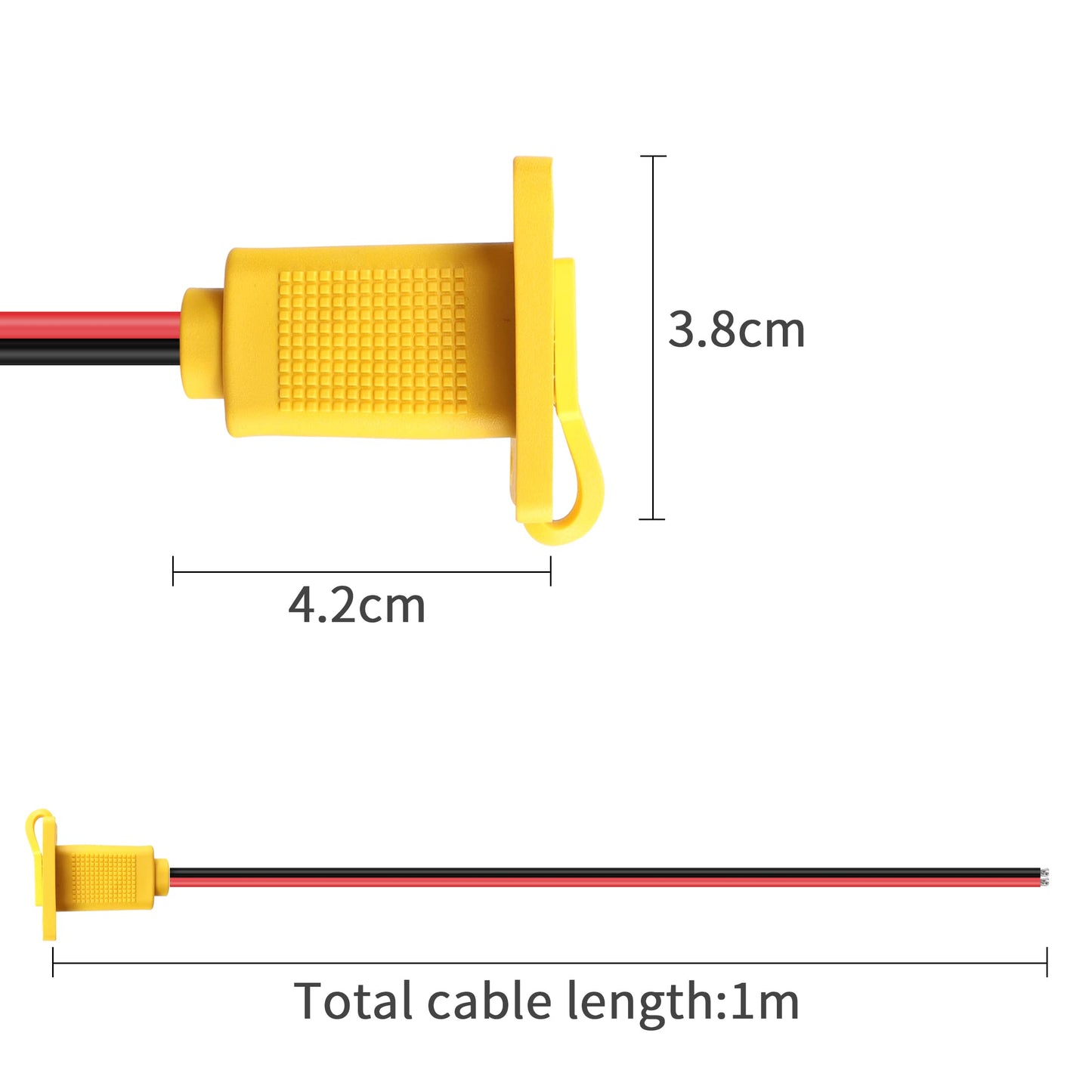 RIIEYOCA XT60 Adapter with Mount Panel Cable 12AWG XT60 Male Plug with Mount Panel to bare wire Power Cable for RC Lipo Battery