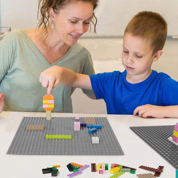 Lekebaby 2 Pack Classic Baseplates Building Base For Building Bricks, 10' X 10' Building Boards - 100% Compatible With Major Brands, Grey