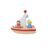 Boats And Buddies- Friends By Jack Rabbit Creations- 3 Piece Wooden Floating Bath Toys- Includes 2 Removable Play Figures- Water
