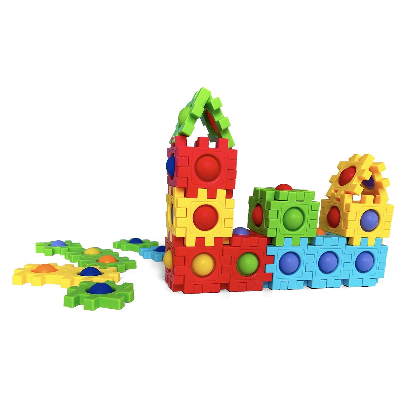 Anlabay Two-In-One Pop Blocks Pop Puzzle 48Pcs, Jigsaw Puzzles, Stem Toys For 4 5 6 7 8 Year Old Kids, Bubble Popping Sensory To
