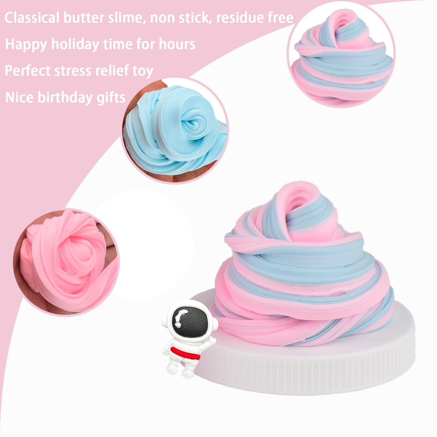 Afofall Butter Slime Pack For Girls, Astronaut Cotton Slime Super Soft And Stretchy, Non-Sticky, Mess-Free, Slime For Kids Class