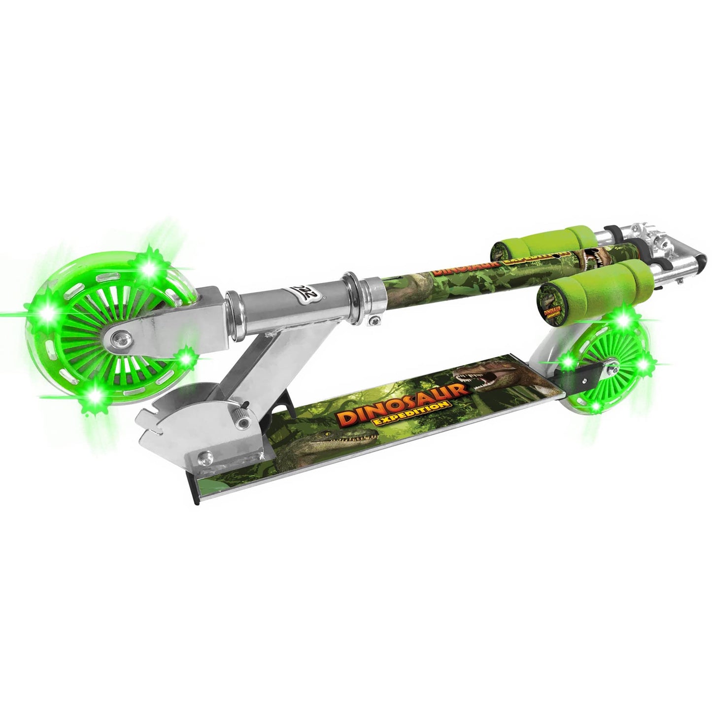 Ozbozz Dinosaur Scooter With 2 Light Up Wheels. Adjustable Handlebar Height 28.5'' - 32.5''