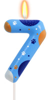 ElekFX Blue Dog Paw Birthday Candles, Number 7 Paw Print Birthday Party Supplies, 2.76 inch Paw Cake Topper Decorations, Birthda