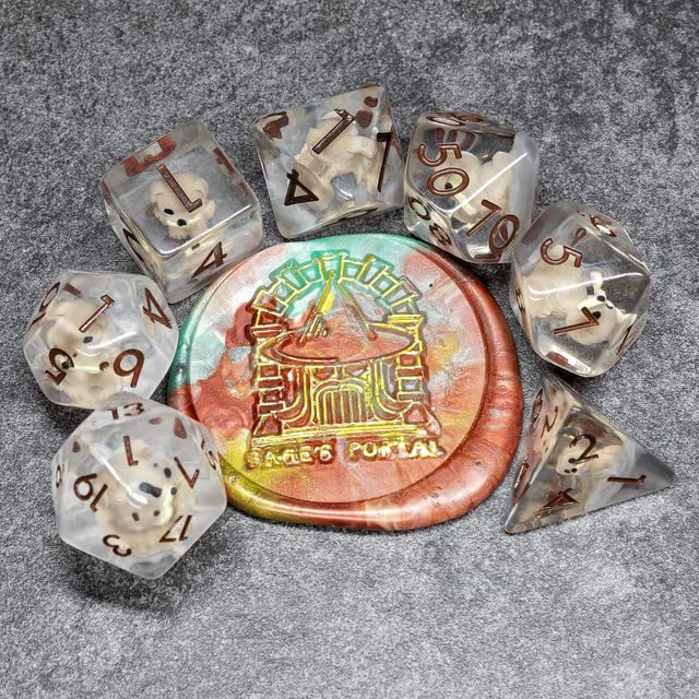 Sage's Portal Animal Familiars Resin DND Dice Set Polyhedral Dice Set for Dungeons and Dragons RPG Pathfinder Tabletop TTRPG (Pu