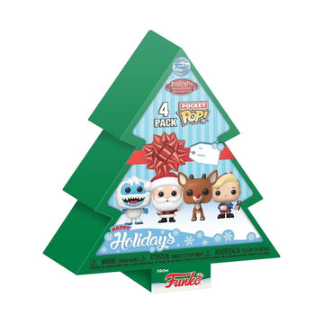 Funko Pocket Pop! Rudolph - Tree Holiday Box 4 Pieces - Rudolph The Red-Nosed Reindeer - Keychain Novelty Keyring - Collectable