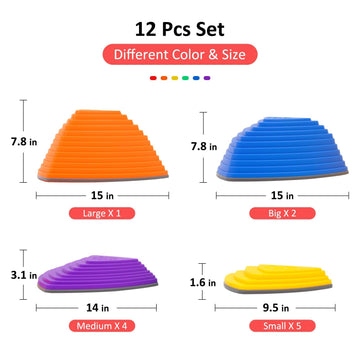 Stepping Stones for Kids 12pcs Anti-skidding Stepping Stones Set Balance Blocks Indoor & Outdoor Obstacle CourseKids Fitness Equ