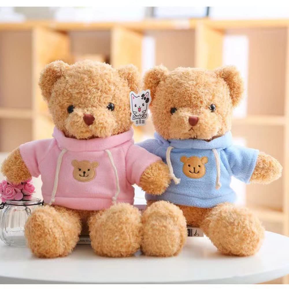 Galatee Cute Teddy Bear Plush Stuffed Animal, Teddy Bear With Coffee Hoodie, Gifts For Children(19.6' Blue)