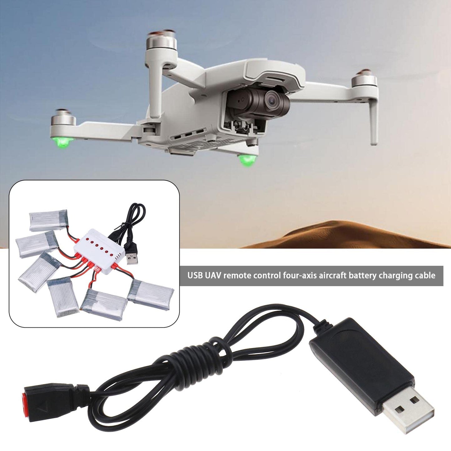 ECSiNG 2Pcs USB Charger Cables Replacement Compatible with SYMA X5HW X5HC X5UW X5UC X21 X21W RC Quadcopter USB Charging Wire Bla