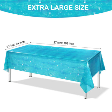 Tiamon 6 Pcs Underwater Bubbles Table Cover Ocean Waves Tablecloth Bubble Water Print Plastic Table Cover For Under The Ocean Be