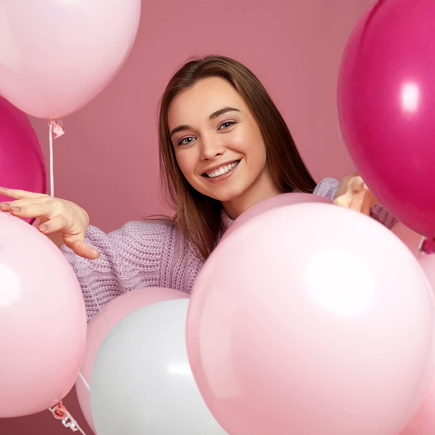 Sweet 50Th Birthday Decorations For Women, Pink And White 50 Happy Birthday Balloons, 50Th Birthday Party Supplies Including Pin