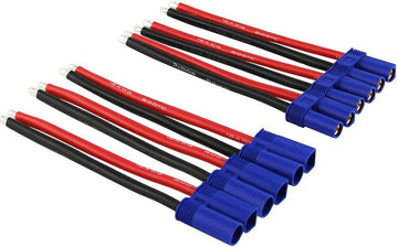 3Pairs EC5 Connectors Male & Female 5.0mm Banana Connector Plug 12 AWG 10cm Soft Silicone Wire Cable for RC Airplane Quadcopter