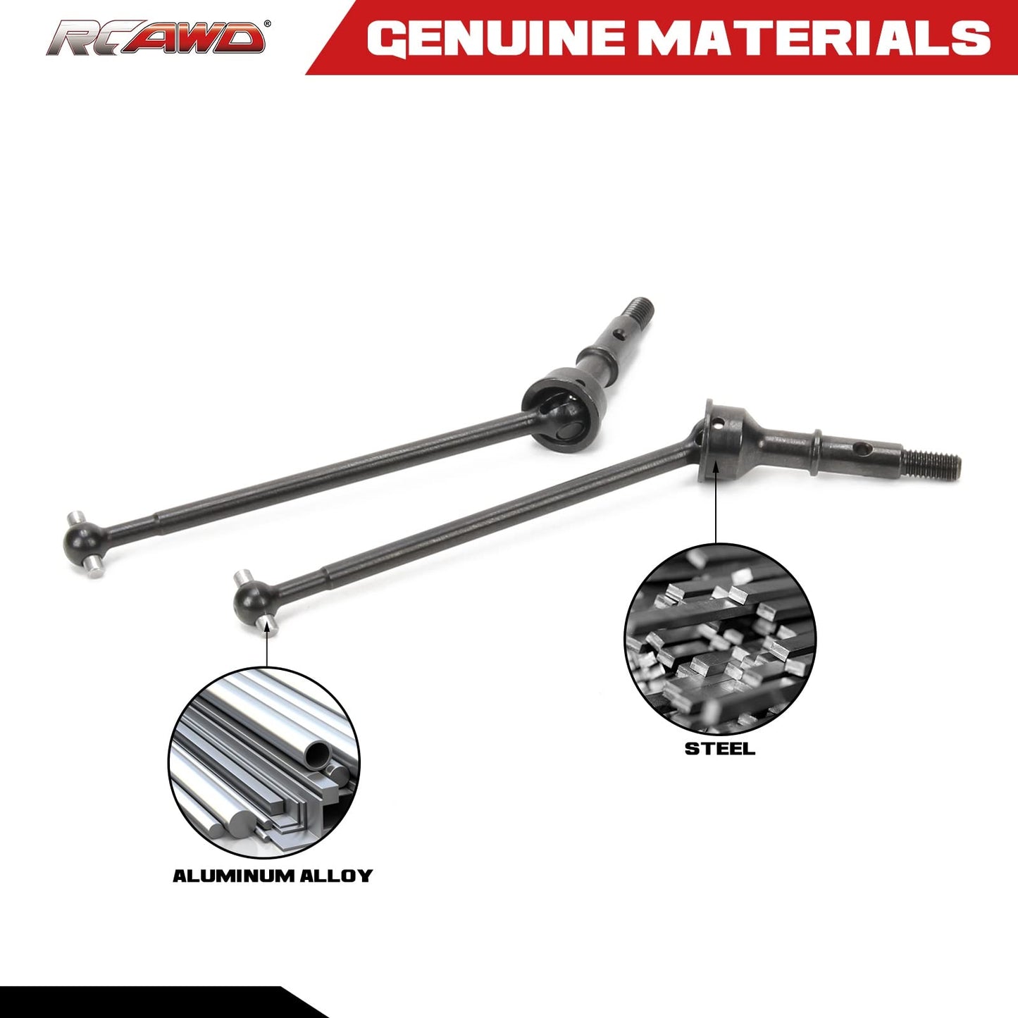 RCAWD 2X #45 Steel CVD Driveshaft Set Complete for Losi 1-10 22S 2WD No Prep Drag Car Upgrade Parts (Black)