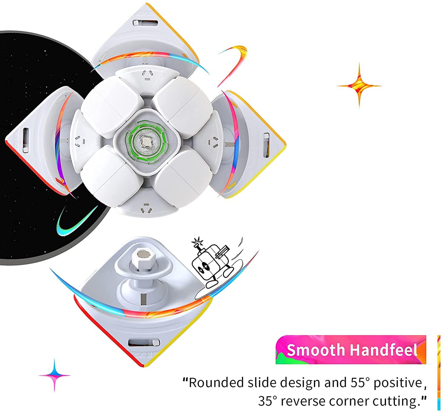 GAN 251 M Air Magnetic Speed Cube - 2x2 Mini Puzzle Toy, 48 Magnets, Stickerless, Model MF8813, Frosted Surface for Beginners