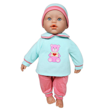 Lissi: Baby Doll Billie & Little Bear - 15'' Blue & Pink - 8 Piece Set W/Stuffed Teddy Bear, Extra Outfit, Food Accessories, Pre