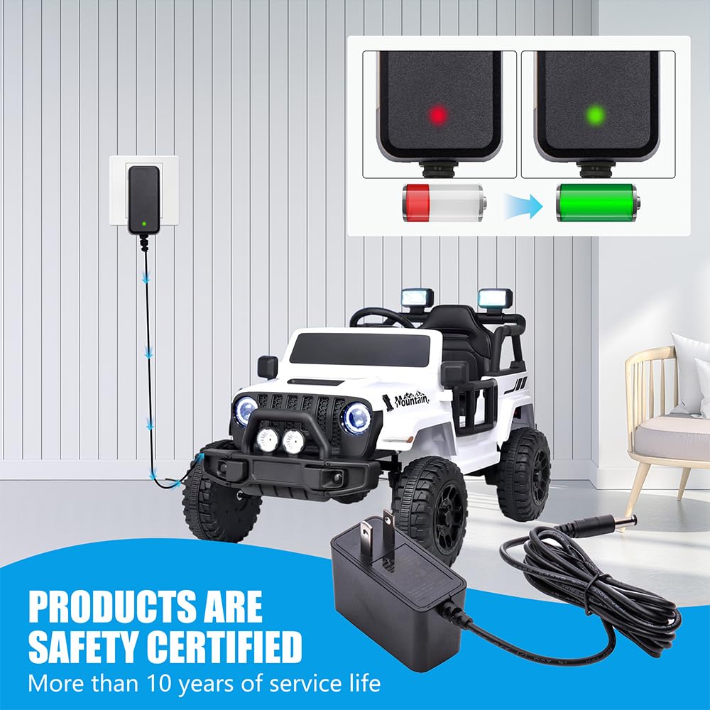 Hnndlra 12V Battery Charger for Kids Ride On Cars - Universal Black Charger for Wrangler SUV, Kid Trax, Dynacraft Toy Vehicles