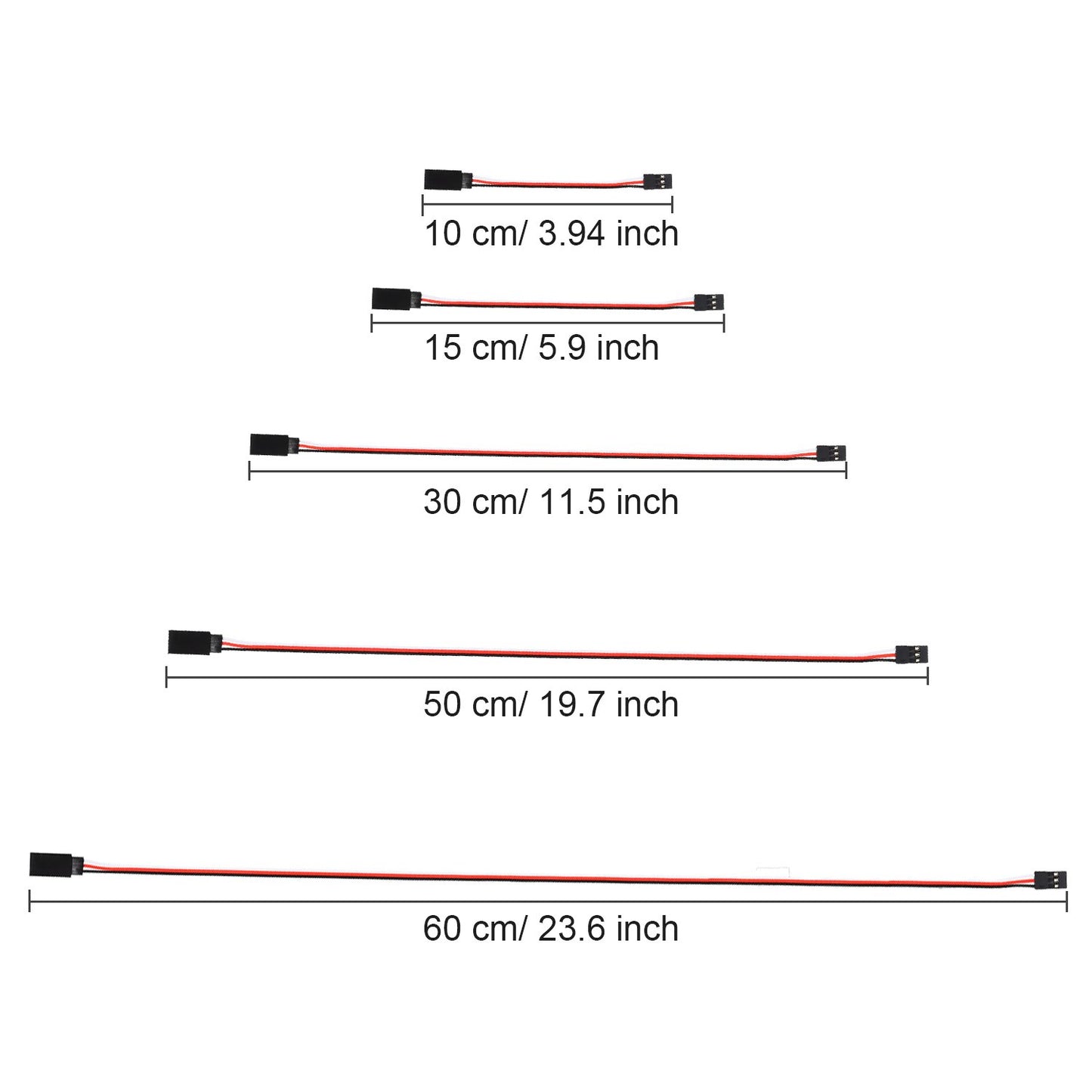 Tecunite 20 Pieces 3-pin Servo Extension Cable Wire Cord Female to Male RC Servo Extension Cord Wire Connectors for Servo Extens