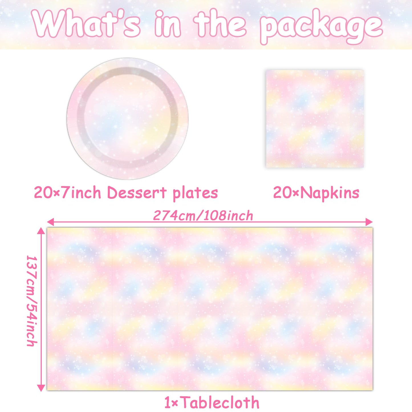 Pastel Rainbow Tableware Set Pastel Birthday Party Plates Napkins Rainbow Theme Party Disposable Table Cover Boho Pastel Dinnerware For Kids Girls Baby Shower Birthday Party Wedding Decor Supplies