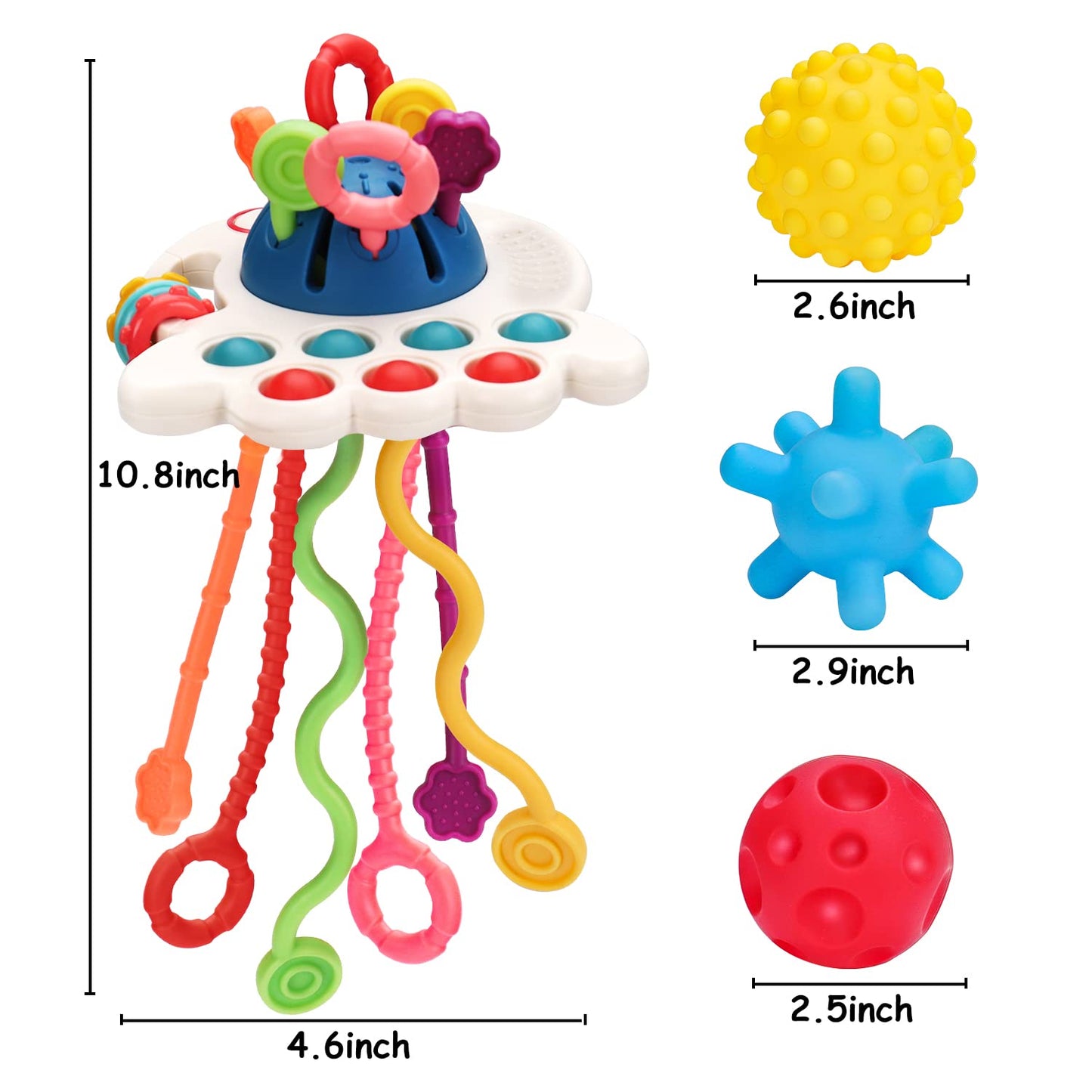 Montessori Pull String Toys For Babies 0-6 6-12 Months Baby Sensory Toys Balls Toddler Travel Infant Toys 9 10 12-18 Month Teethers Developmental Fine Motor Skills Toys For 1 2 Year Old First Gift