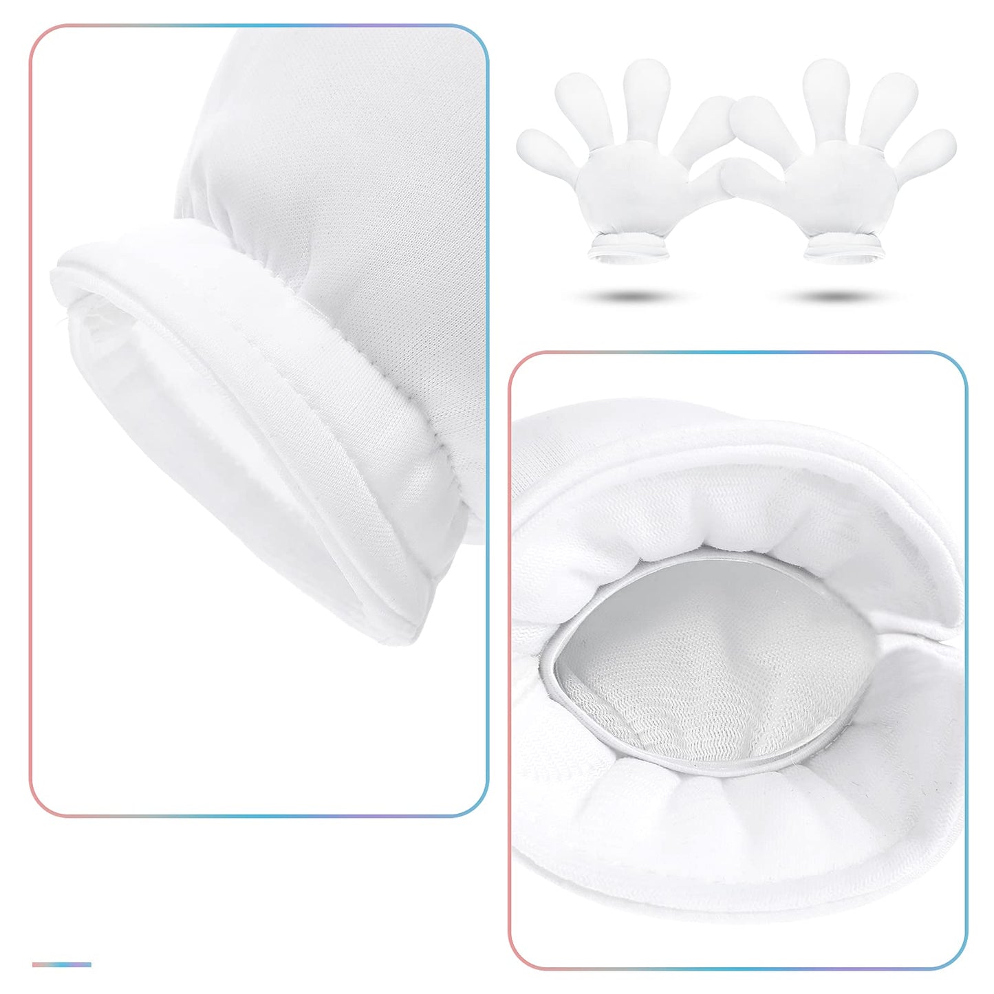 Geyoga 2 Pairs Jumbo Cartoon Hands Large Costume Gloves, Halloween Gloves For Party Birthday Role Playing Costumes(White,2)
