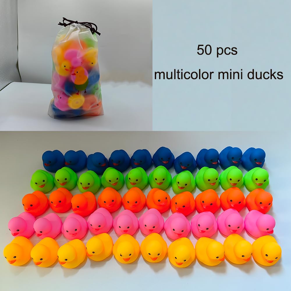 50 Pcs Multicolor Mini Rubber Ducks Baby Bath Toy ,Children Squeak And Float Colored Small Ducks In Bulk Toddlers Shower Duck De