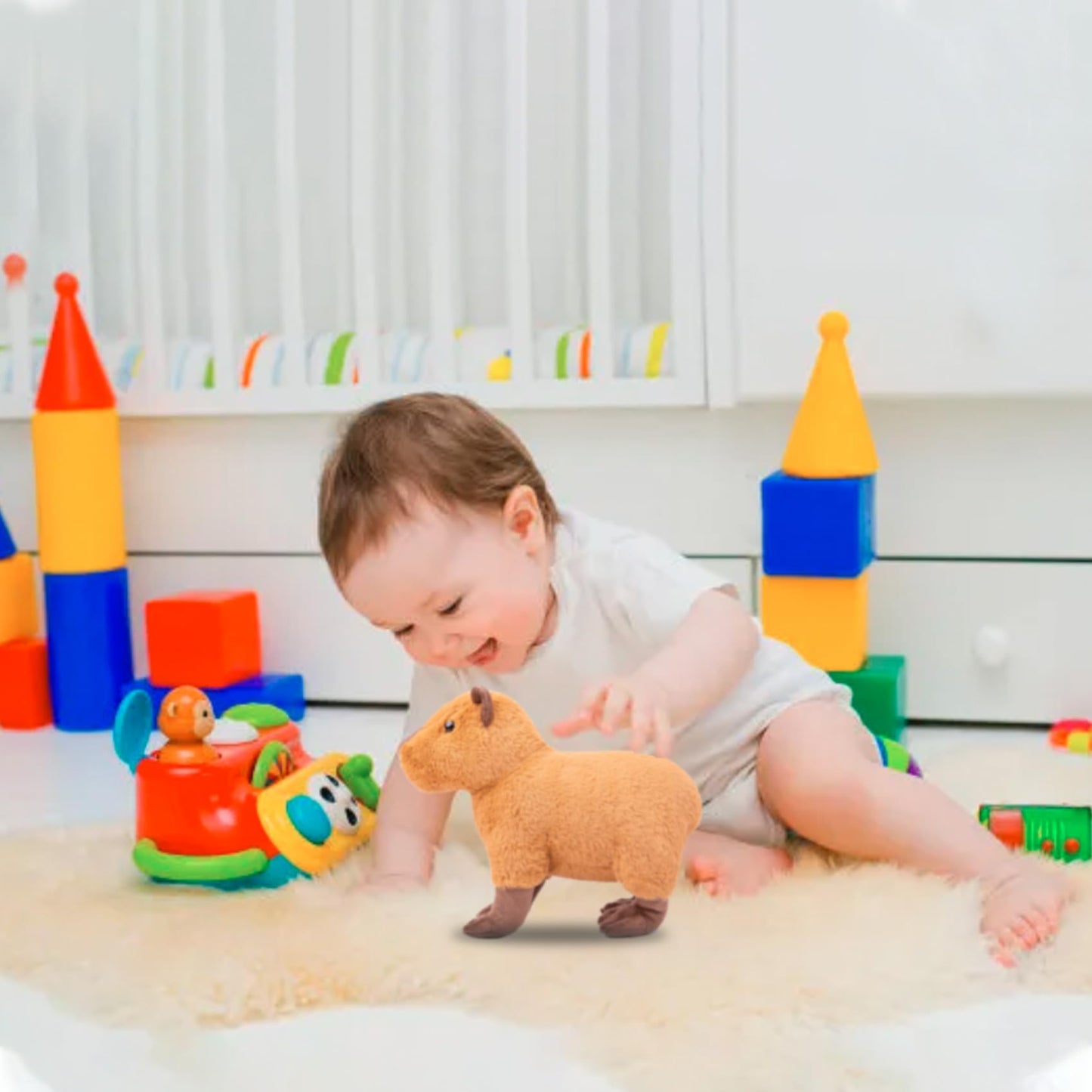Simulation Wild Crawling Capybara Stuffed Animals Plush Toy 13 Long,Soft Toy Plusies For Kids Christmas Birthday