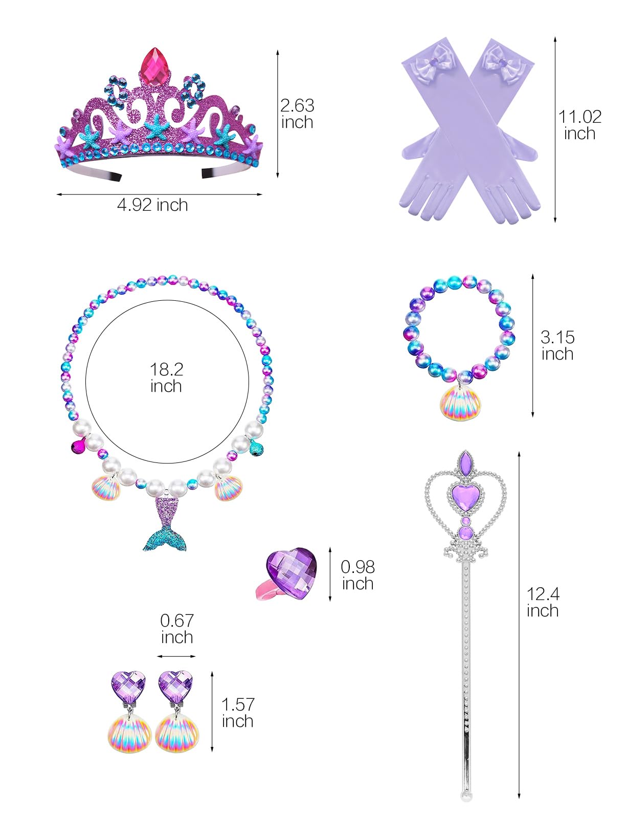 Sabbenia Little Girls Mermaid Costume Princess Dress Up Outfits With Accessories For Birthday Halloween Party Cosplay