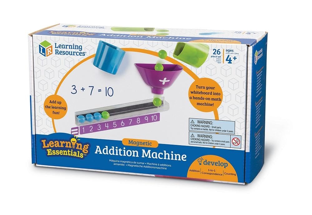 Learning Resources Magnetic Addition Machine, Math Games, 26 Pieces, Ages 4+, Multi-color, Model LER6368