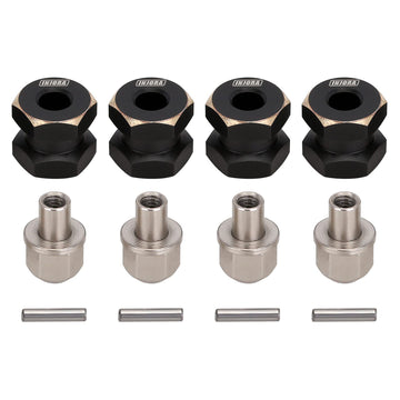 INJORA RC Hex Hub 12mm Brass Wheels Hex Hub Extension Black Hex Drive Adapter for 1/10 RC Crawler Axial SCX10 90046 D90 (12mm)