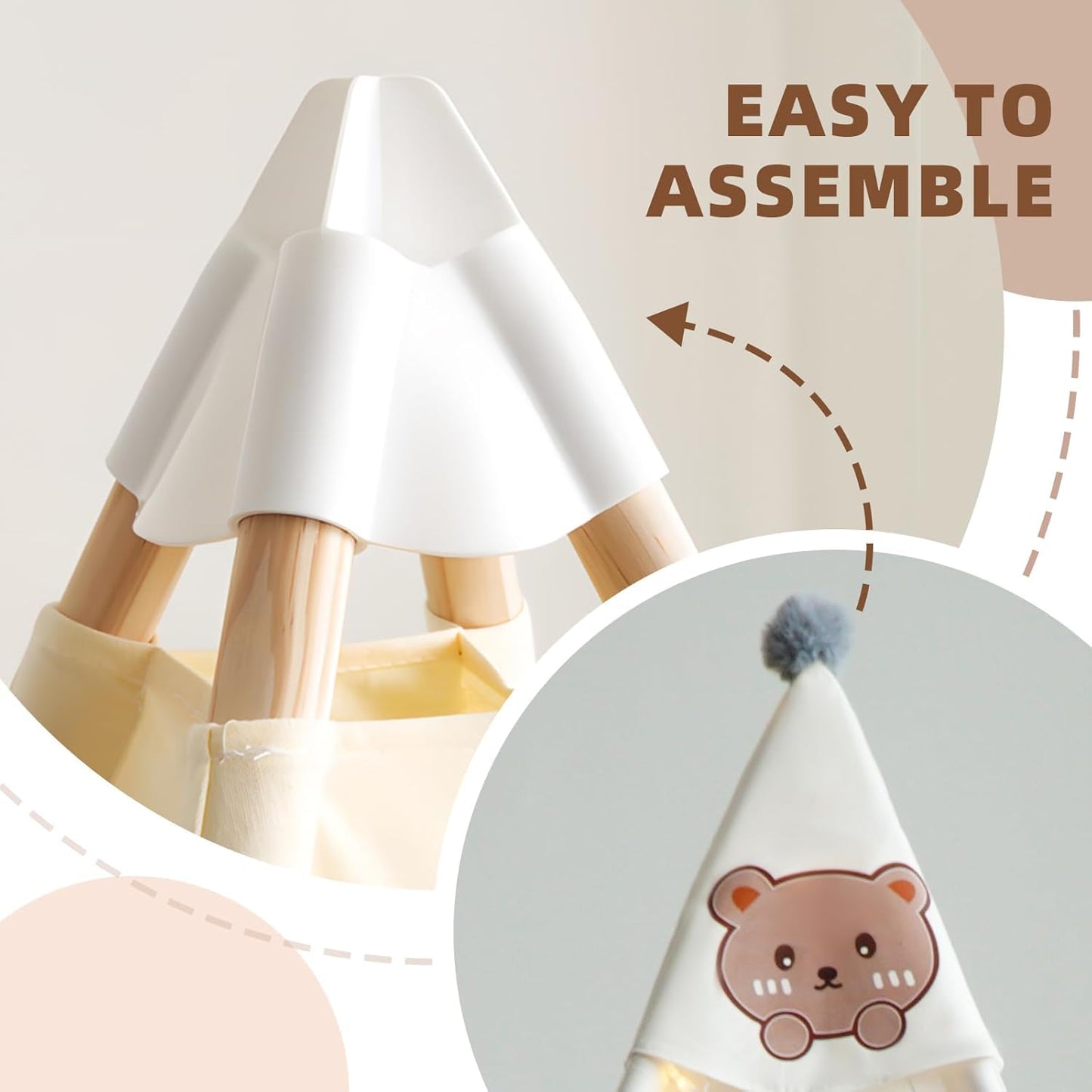 Rongfa Teepee Tent For Kids-Portable Children Play Tent Indoor Outdoor (White With Mat)