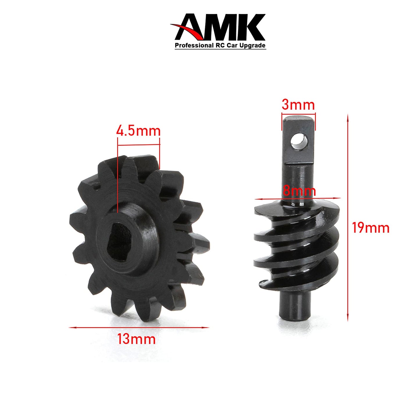 2pcs Steel Axle Differentials Gear 13T/2T Front and Rear Overdrive Differential Worm Gear for Axial SCX24 1/24 RC Crawler Truck