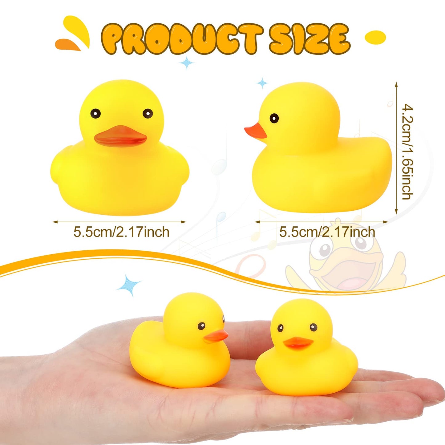 Zhanmai 300 Pcs Rubber Duck Bath Toys, Mini Float Squeak Ducks Bulk For Tiny Baby Shower Preschool Bathtub Toy Pool Party Supplies Birthday, Yellow(2.17 X 1.97 X 1.65 Inch)