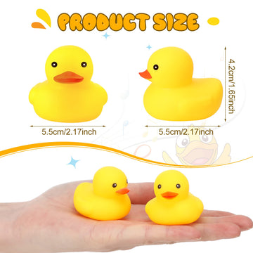 Zhanmai 300 Pcs Rubber Duck Bath Toys, Mini Float Squeak Ducks Bulk For Tiny Baby Shower Preschool Bathtub Toy Pool Party Supplies Birthday, Yellow(2.17 X 1.97 X 1.65 Inch)