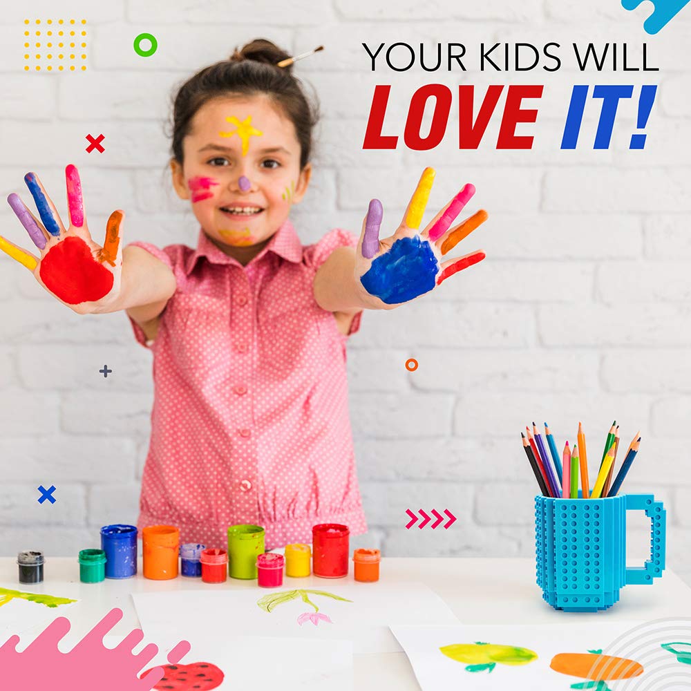 TOYAMBA Build-on Brick Mug BPA-Free Funny Coffee Mug with 3 Packs of Building Blocks Compatible with Major Brands, Funny Cups fo